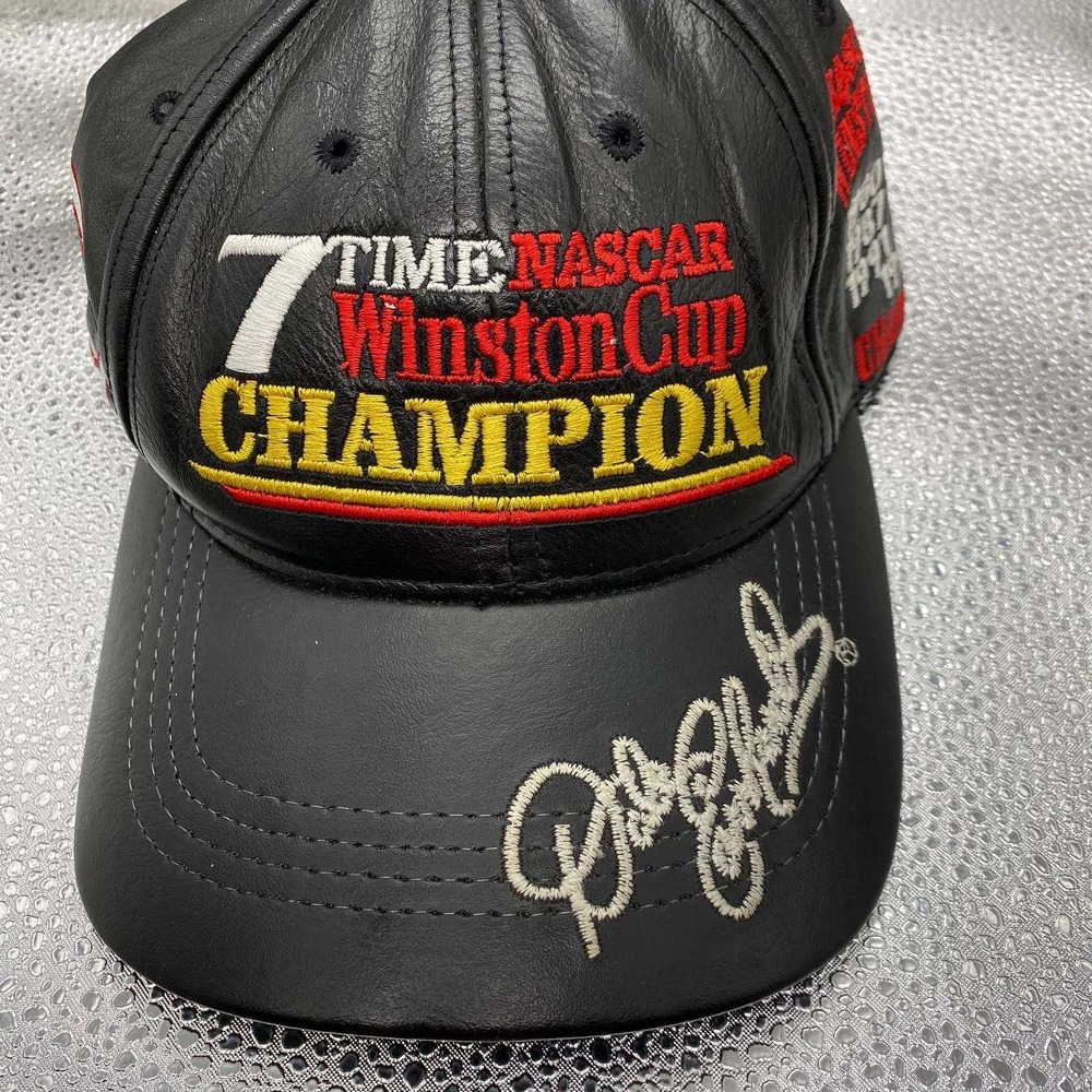 NASCAR Dale Earnhardt Winston Cup Champion Men Black Leather Modern Headwear Hat